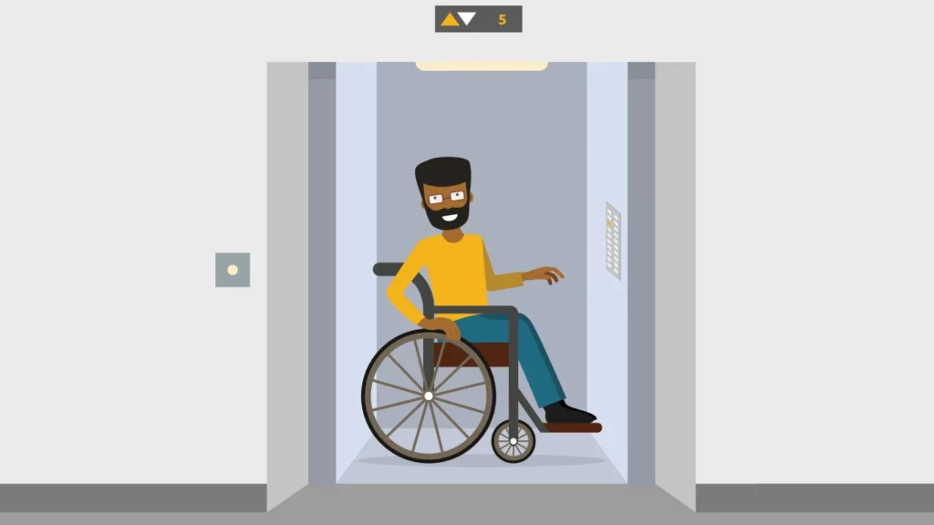 </noscript>ELEVATORS FOR DISABLED PEOPLE: MINIMUM DIMENSIONS AND CHARACTERISTICS